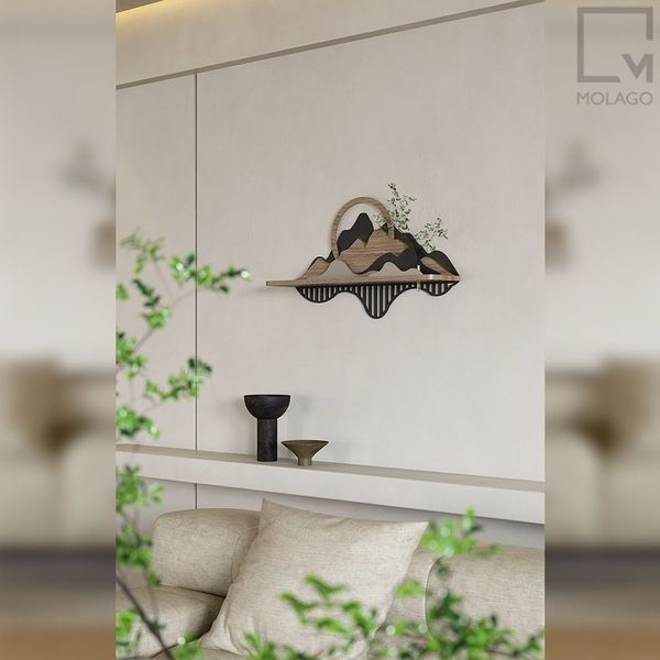 Kệ gỗ treo tường trang trí hình núi và mặt trời WD H1 | Molago Kệ gỗ treo tường trang trí hình núi và mặt trời WD H1 | Molago