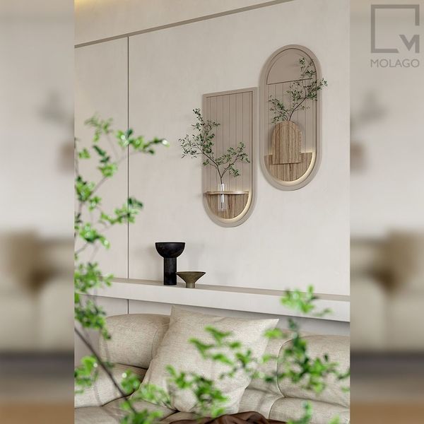 Kệ trang trí gỗ kèm LED và móc treo WD A0 | Molago Kệ trang trí gỗ kèm LED và móc treo WD A0 | Molago