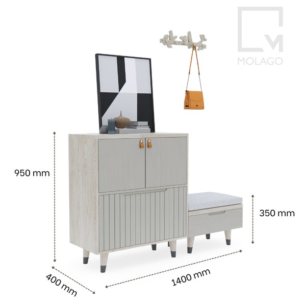 Bộ tủ giày gỗ, móc treo gỗ 3 món CB001 Silvan | Molago Bộ tủ giày gỗ, móc treo gỗ 3 món CB001 Silvan | Molago