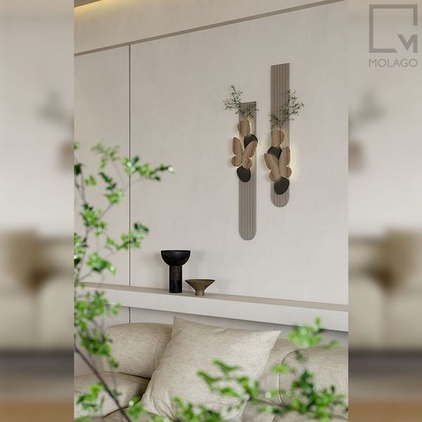 Kệ trang trí gỗ treo tường kèm cành lá giả WD B | Molago Kệ trang trí gỗ treo tường kèm cành lá giả WD B | Molago