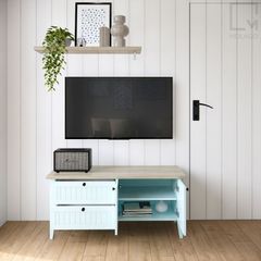 Bộ bàn trà, ghế băng, tủ tivi gỗ, phong cách hiện đại