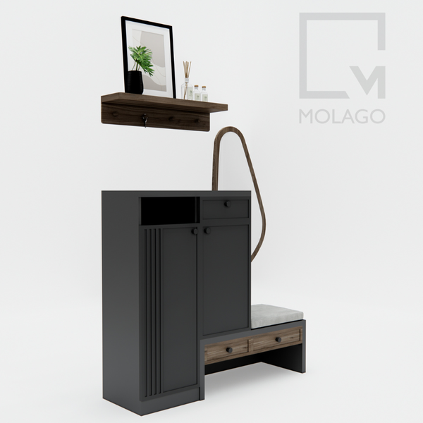 Bộ tủ giày gỗ kết hợp ghế, gương soi CB001 Miniwa | Molago Bộ tủ giày gỗ kết hợp ghế, gương soi CB001 Miniwa | Molago