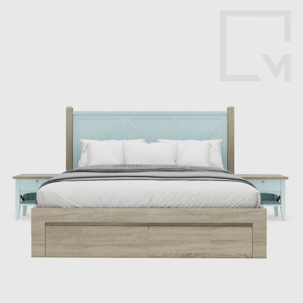 Bộ giường ngủ gỗ đơn đôi 1m2 đến 1m8 và tab gỗ CB023 Mine chic | Molago Bộ giường ngủ gỗ đơn đôi 1m2 đến 1m8 và tab gỗ CB023 Mine chic | Molago