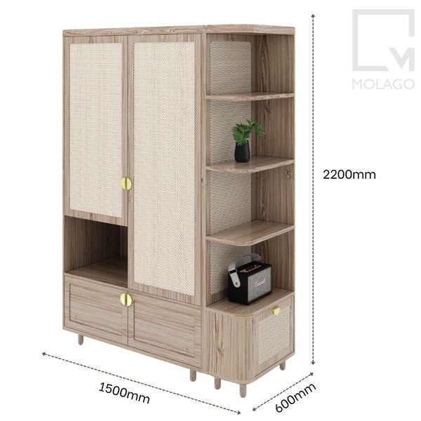 Bộ tủ quần áo gỗ, tủ quần áo decor 2 món CB031 Sakura | Molago Bộ tủ quần áo gỗ, tủ quần áo decor 2 món CB031 Sakura | Molago