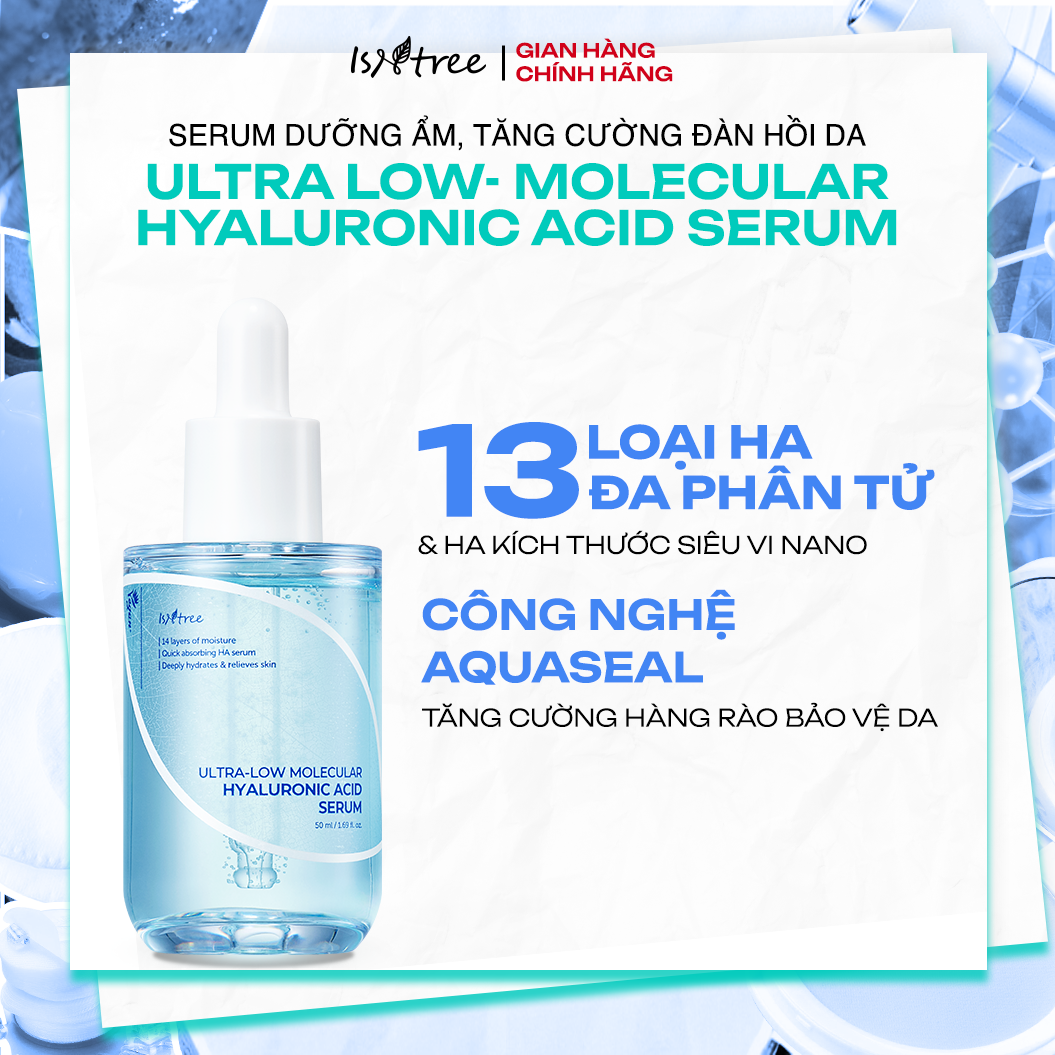 Serum Tinh Chất Cấp Nước Chuyên Sâu Căng Bóng Da Isntree Ultra-low Molecular HA Serum 50ml