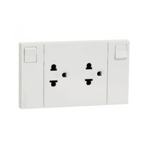 Bộ Ổ Cắm Đôi 3 Chấu 16A Có Công Tắc