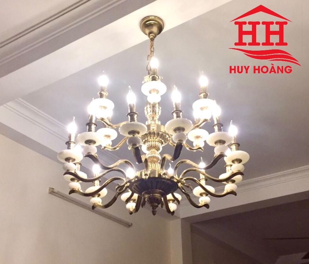 Đèn Chùm Đồng Đá Ngọc Tự Nhiên HH2926/18