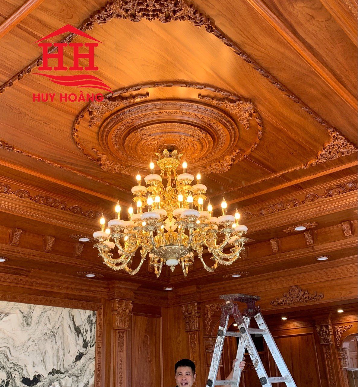 Đèn Chùm Đồng Đá Cao Cấp HH6385-30