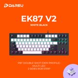 Bàn phím cơ Gaming DAREU EK87 v2 WHITE BLACK (2 sides RGB strip, Multi-Led, PBT Double Shot OEM profile, DareU DREAM sw)
