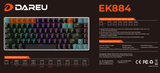 Bàn phím cơ Gaming DAREU EK884 84KEY (RGB, Blue/ Brown/ Red D switch)