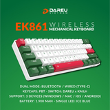 Bàn phím cơ không dây DAREU EK861 61KEY (PBT, Blue/ Brown/ Red D-KAILH switch)