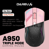 Chuột không dây Gaming DAREU A950 TRIPLE MODE (BLACK / PINK) - SUPERLIGHT, FAST CHARING DOCK