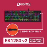 Bàn phím cơ Gaming DAREU EK1280 v2 104KEY (RGB, RGB Strip, Blue/ Brown/ Red D switch)