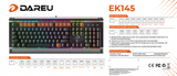 Bàn phím cơ Gaming DAREU EK145 104KEY (MULTI LED, Blue/ Brown/ Red D switch)