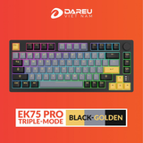 Bàn phím cơ không dây DAREU EK75 PRO - BLACK GOLDEN (Triple Mode, Gasket Mount, RGB)