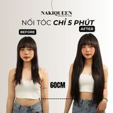 Tóc Kẹp Phím Thật NAKIQUEEN Set 9 Dải Đen Tự Nhiên Thẳng 60cm (Ngang hông)