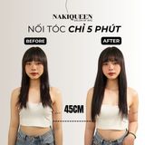 Tóc Kẹp Phím Thật NAKIQUEEN Set 9 Dải Đen Tự Nhiên 45cm (Ngang Eo)