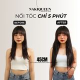 Tóc Kẹp Phím Thật NAKIQUEEN Set 3 Dải Đen Tự Nhiên 45cm (Ngang Eo)