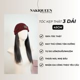 Tóc Kẹp Phím Thật NAKIQUEEN Set 3 Dải Đen Tự Nhiên 45cm (Ngang Eo)