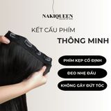Tóc Kẹp Phím Thật NAKIQUEEN Set 9 Dải Đen Tự Nhiên 45cm (Ngang Eo)