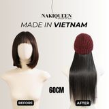 Tóc Kẹp Phím Thật NAKIQUEEN Set 3 Dải Đen Tự Nhiên 60cm (Ngang Hông)