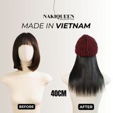 Tóc Kẹp Phím Thật NAKIQUEEN Set 3 Dải Đen Tự Nhiên 40cm (Ngang Ngực)