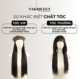 Tóc Kẹp Phím Thật NAKIQUEEN Set 9 Dải Đen Tự Nhiên 45cm (Ngang Eo)