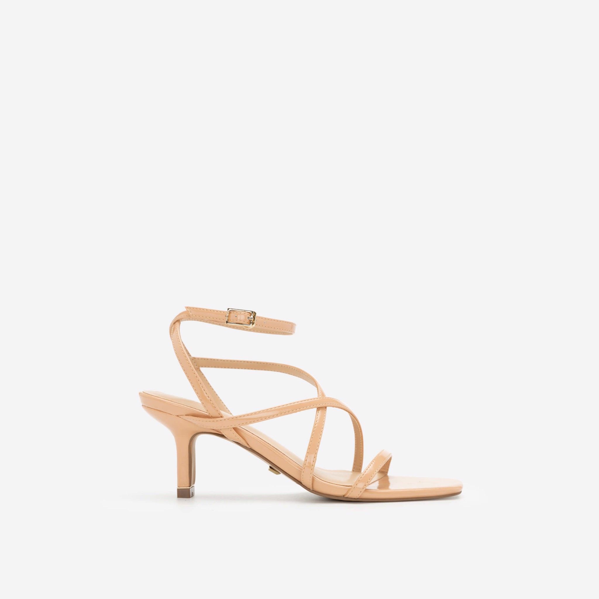 Giày Sandal Cao Gót Quai Mảnh - Màu Be