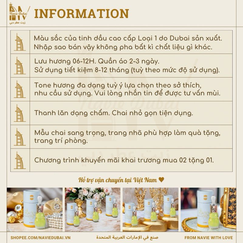 Navie Dubai Tinh dầu nước hoa Dubai Ajmal 12ml