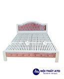 Giường sắt hộp 5x10 trắng hồng