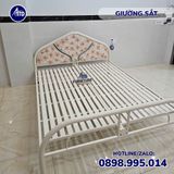 Giường sắt đơn ống tròn xanh