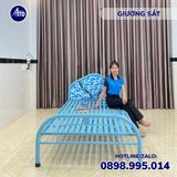 Giường sắt đơn 1m2 mẫu hoa xanh