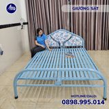Giường sắt đơn ống tròn xanh