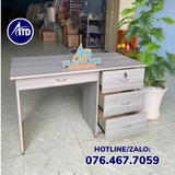 Bàn làm việc gỗ ép phủ melamine - màu xám tối