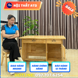 Bàn làm việc gỗ thông 3 ngăn màu gỗ nhạt