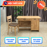 Bàn làm việc gỗ thông 3 ngăn màu gỗ nhạt