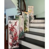 Bộ 4 Tranh Tứ Quý Tráng Gương Cao Cấp, Decor Trang Trí Phòng Khách Hợp Phong Thủy, Quà Tặng, Tranh Tết May Mắn, Tài Lộc