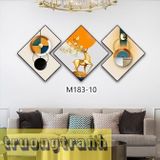 Tranh treo tường hiện đại tráng gương 3D, mẫu cô gái hươu hoa lá LUXE HOME trừu tượng sang trọng đẳng cấp