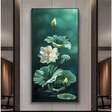 Tranh Treo Tường Khung Nhôm Hệ Cao Cấp Tráng Gương Hoa Sen Trang Trí Phòng Khách/ của hàng / Phòng Ngủ/ làm Quà Tặng