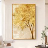 Tranh treo tường in vải canvas hoa sen thư pháp khổ dọc tông nâu 50 x 100 cm Phòng Khách Treo Phòng Decor Tường