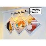 Tranh treo tường hiện đại tráng gương 3D, mẫu cô gái hươu hoa lá LUXE HOME trừu tượng sang trọng đẳng cấp