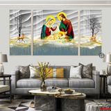 Tranh tráng gương- Tranh Công Giáo - Bộ 3 tấm treo phòng khách, phòng thờ