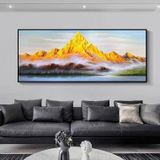 Tranh canvas treo tường phòng khách núi vàng trừu tượng hiện đại khổ ngang 120 x 50 cm Treo Phòng Decor Tường