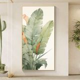 Tranh canvas decor treo tường phòng khách phòng ngủ lá chuối tropic leaf 50 x 100 cm Treo Phòng Decor Tường