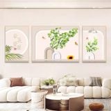 Bộ 3 Tranh Tráng Gương "Thiên Nhiên Hoa Lá" Trang Trí Phòng Khách/ Ngủ/ Khách Sạn/Tân Gia.