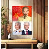 ẢNH TRÁNG GƯƠNG BO VIỀN VÀNG CAO CẤP bác Nguyễn Phú Trọng Bác Hồ Bác Giáp treo tường - Ảnh tráng gương 3D chất lượng cao treo tường để đời đời ghi nhớ công ơn Bác Khung Tranh Phòng Khách