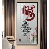 Tranh Treo Tường Phòng Khách Chữ Thư Pháp/ Tranh Tráng Gương Cao Cấp/ Tặng Kèm Đinh Gắn Tường