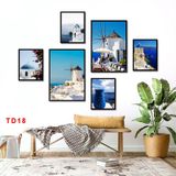T02- Set 6 tranh treo tường / dán tường thiên nhiên, có sẵn keo 2 mặt dán lên tường Đồng Đèn