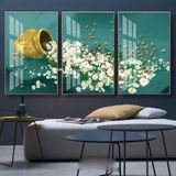 Bộ 3 tranh hoa tráng gương kt 40-60*3 tặng kèm đinh Treo Tường Phòng Khách