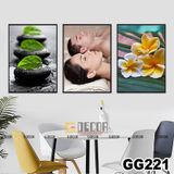 Tranh treo tường canvas khung gỗ 3 bức phong cách hiện đại Bắc Âu trang trí spa phòng khách phòng ngủ phòng ăn 219